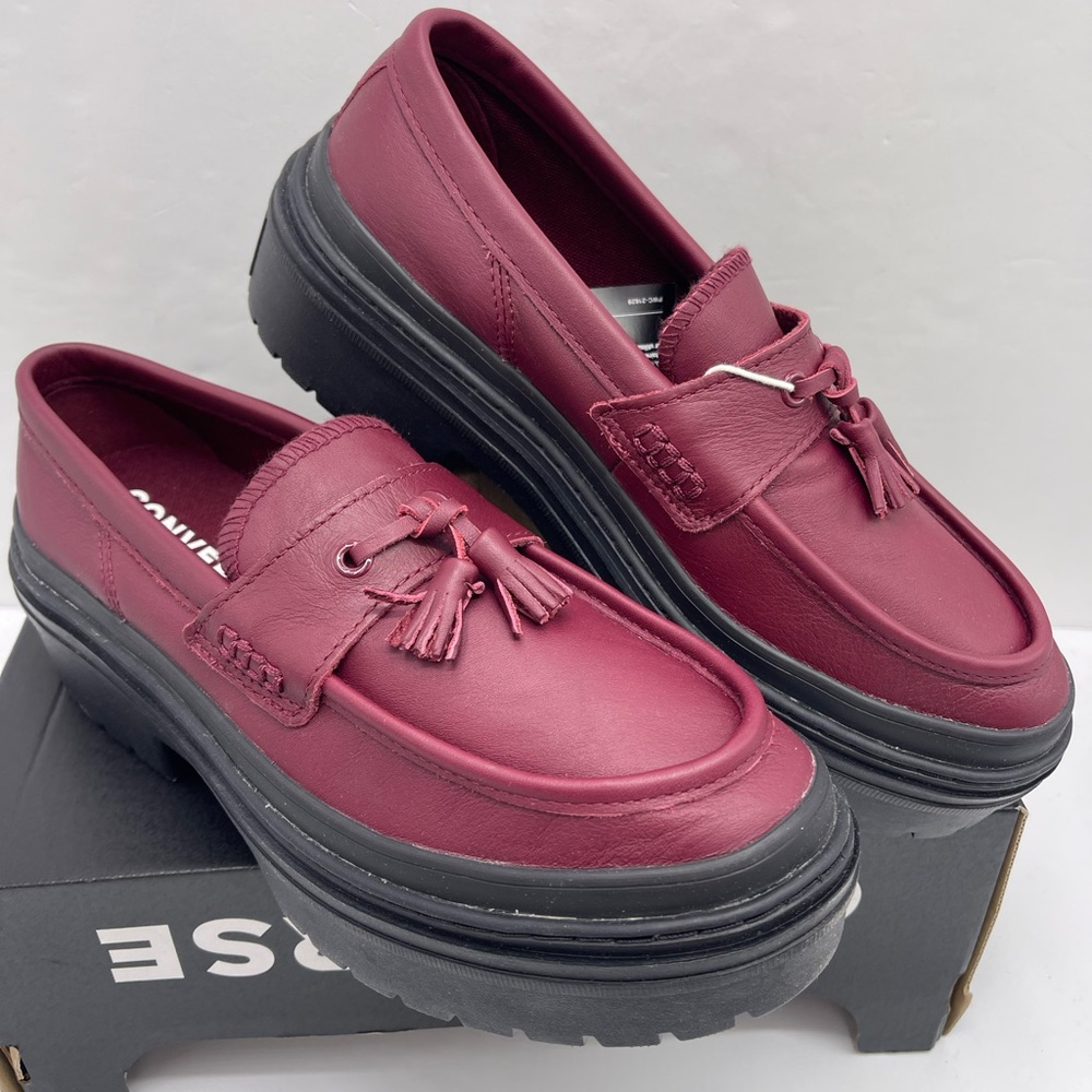 Converse Women's Burgundy Platform Loafers - Picture 6 of 16